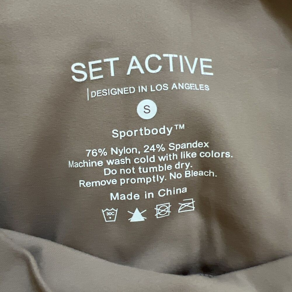 SET ACTIVE Sportbody Leggings Tan Nude Brown Small Athletic Activewear Womens - Picture 7 of 7